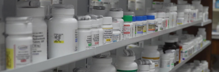 bottles of medications on shelves