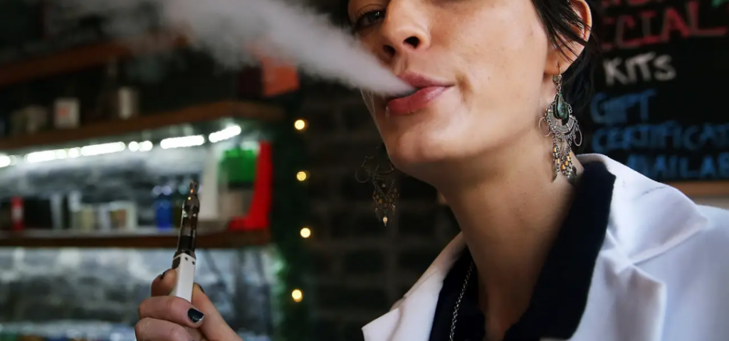 adult female vaping