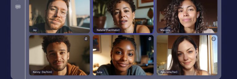 image of a facilitator and members of an online treatment group