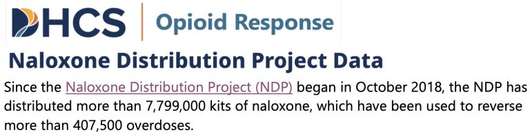 California DHCS report on naloxone distribuiton and use