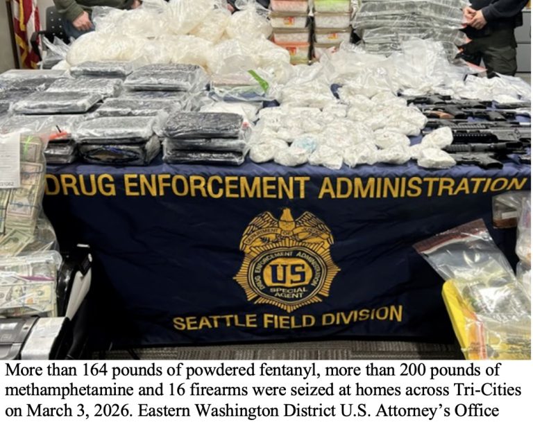 Image of drugs seized by the DEA in Tri-Cities area, Washington